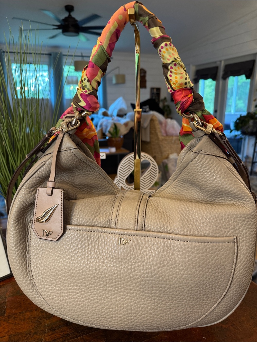 Diane von Furstenberg (DVF) "Sutra" Hobo Bag in taupe - Picture 7 of 16
